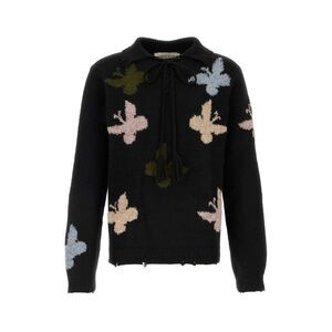 Baziszt Men Black Alpaca Blend Bowrain Sweater